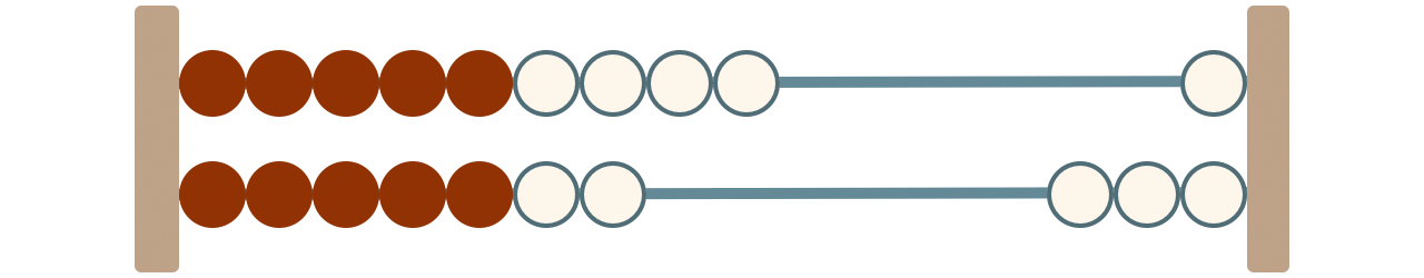 Number rack with 9 beads on the top row and 7 on the bottom.